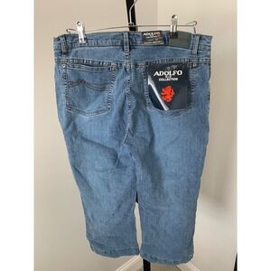 Adolfo Blue Collection Womens Size 12 Capri Stretch Jeans Linen Blend NWT